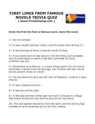 If you paid attention in history class, you might have a shot at a few of these answers. First Lines From Famous Novels Trivia Quiz Trivia Champ