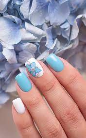 blue wedding nails designs ideas 2023