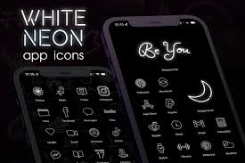 white neon app icons ios 14 free
