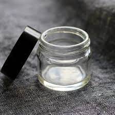 Clear Glass Pot Black Lid 15ml