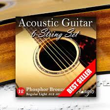 3 Sets Pack Adagio Bronze Acoustic Guitar Strings Medium