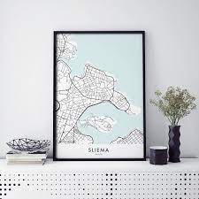 Sliema Malta Art City Map Print Wall