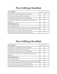 Literary Analysis Peer Editing Checklist   Editing checklist and    