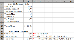 Microsoft Excel Bond Yield Calculations Tvmcalcs Com