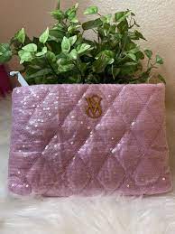 gorgeous pink sequin cosmetics bag