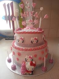 1st birthday cake pink birs