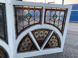 3 Antique English Stained Glass Windows