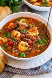 tortellini soup with beef cooking