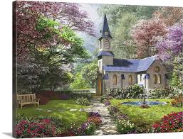 The Country Church Wall Art Canvas