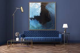 Navy Blue White Color Large Modern Wall
