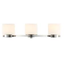 Hampton Bay Aldridge 3 Light Brushed Nickel Vanity Light With Etched White Glass Shades 25090 The Home Depot