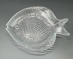 6 x glass fish shaped serving side