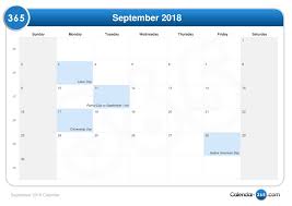 september 2018 calendar