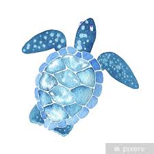 Poster Sea Life Watercolor Sea Turtle