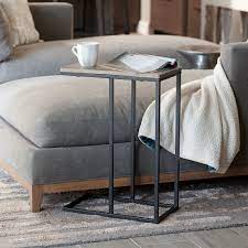 Household Essentials Modern C Shaped Sofa Side End Table Gray