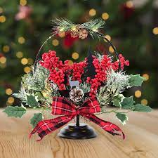 National tree company 24 in. Mrah Christmas Table Decorations Centerpiece Red Berries And Pine Cones Decor With Led Lights And Red Bow For Christmas Holiday Party Battery Operated Buy Online In Morocco At Desertcart Ma Productid 169975443