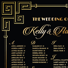 Black And Gold Geometric Wedding Seating Chart