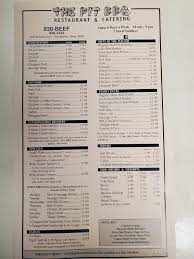 menu of pit barbecue in georgetown tx