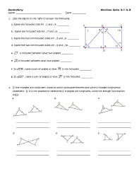 Given a figure composed of 2 triangles, prove that the triangles are congruent or determine that there's not enough information to tell. Geometry Review Quiz 4 1 4 3 Name Date Use The Figure