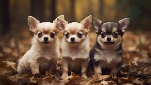 three chihuahua puppies in the fall