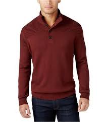 Tricots St Raphael Mens Textured Mock Neck Sweater Sherpa