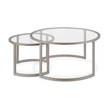 Mcm walnut base 2 tier glass top modern round low coffee table tapered spindles in the style of gio ponti, adrian pearsall, vladimir kagan. Henn Hart Metal Two Tier Glass Top Nickel And Gray Coffee Table Ct0154
