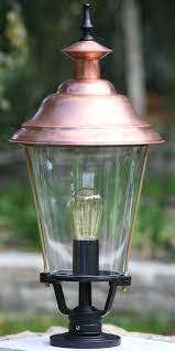 Pedestal Light With Copper Lantern Ld