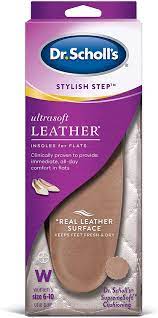 Scholl's stylish step flats leather insoles specifically for women who experience foot with dr. Amazon Com Dr Scholl S Ultrasoft Leather Insoles For Flats Women S 6 10 All Day Comfort With Massaging Gel Plus A Real Leather Surface Health Personal Care