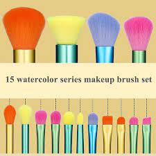 synthetic hair colourful makeup brushes
