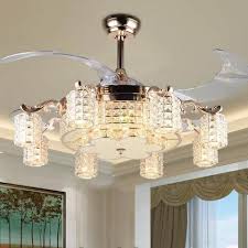 Modern Crystal Ceiling Fan With Light And Remote Control My Aashis