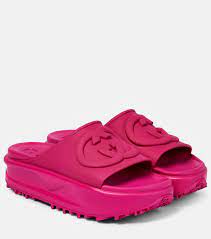 gg rubber slides in pink gucci