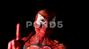 spiderman super hero makeup smiling