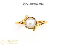 22k gold ring for women with pearl