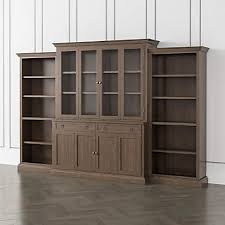 Wood Door Wall Unit With Open Bookcases