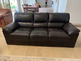 comfortable faux leather black sofa for