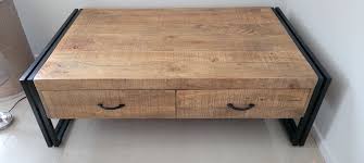 Coffee Table Wood Four Drawers Black