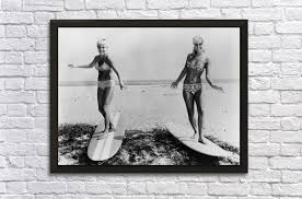 Vintage Surfing Photo Black And White