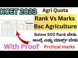 kcet rank vs marks bsc agriculture 2023