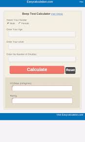 Beep Test Calculator 2 4 Apk Download Android Health