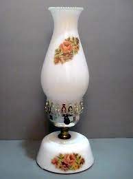 Vintage Milk Glass Hurricane Table Lamp