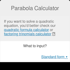 parabola calculator standard form