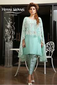 Mint Net Embroidered Cape Outfit Pakistani Dress Design