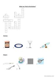 kitchen utensils crossword english esl