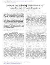 Processor-level Reliability Simulator for Time- Dependent Gate Dielectric  Breakdown