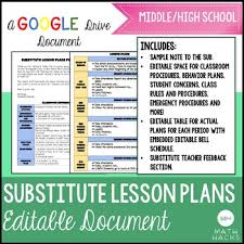 Sub Plan Template For Back To School Perfect For New Teachers