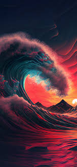 ocean wave sunset wallpaper ocean