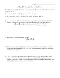 Math 146 Ã Â Â Practice Test 4 Chs 8