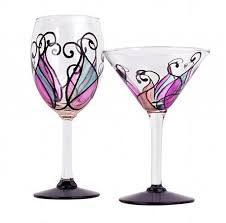Ornate Swirl Wine And Martini Glasses