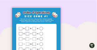 Order Of Operations Dice Game Teach