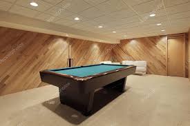 Pool Table In Basement Stock Photo By